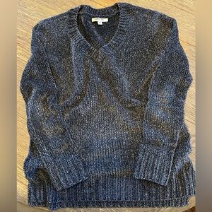 Orvis Chenille Sweater Women Small Navy V-neck Tunic Long Sleeve